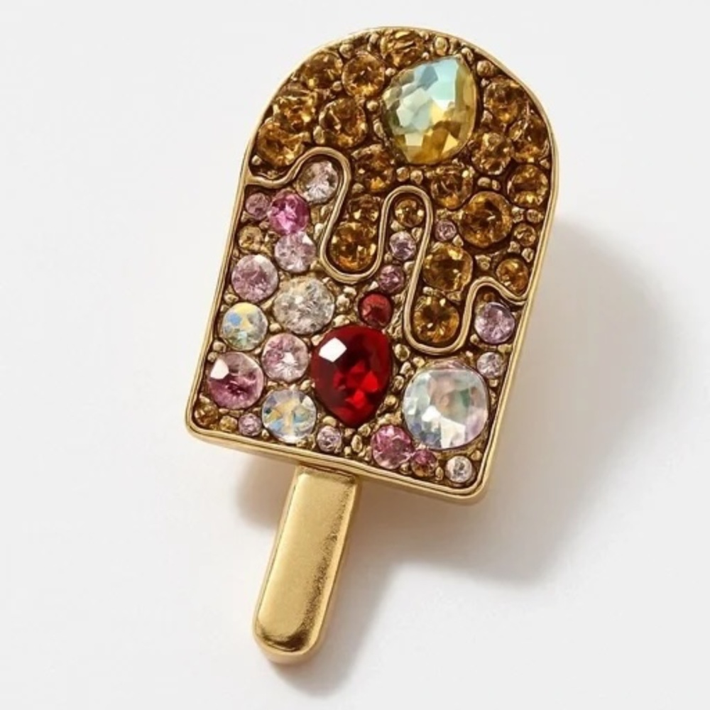 ⚜️ Gold & Multicolor Popsicle Rhinestone Brooch Sweets Ice Cream Dessert